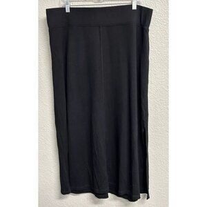 Eddie Bauer Long Black A-Line Maxi Skirt Basic Minimalist Jersey Knit Sz Large